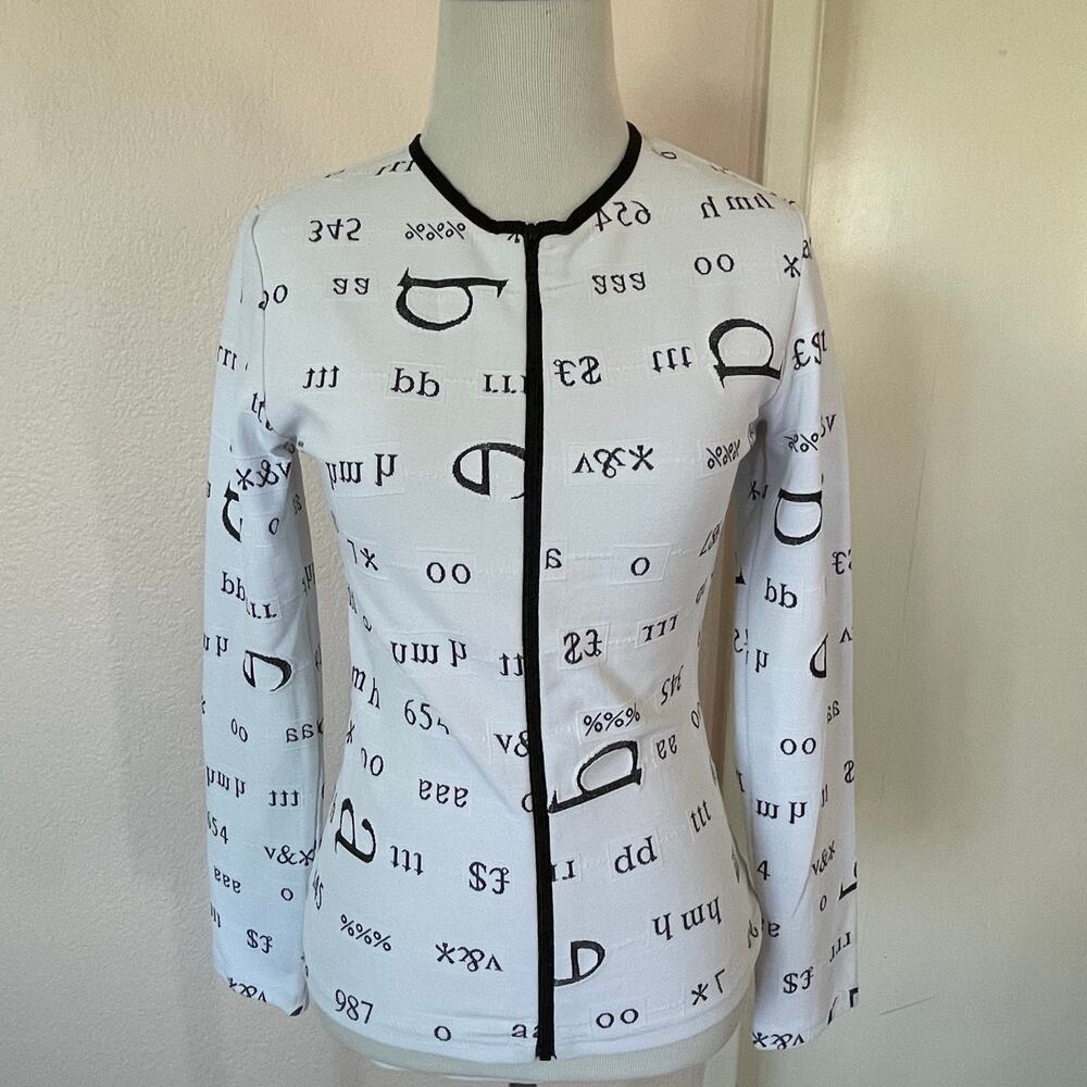 Rayure Paris Graphic Zip Jacket Black White Text Print Size 38 EU